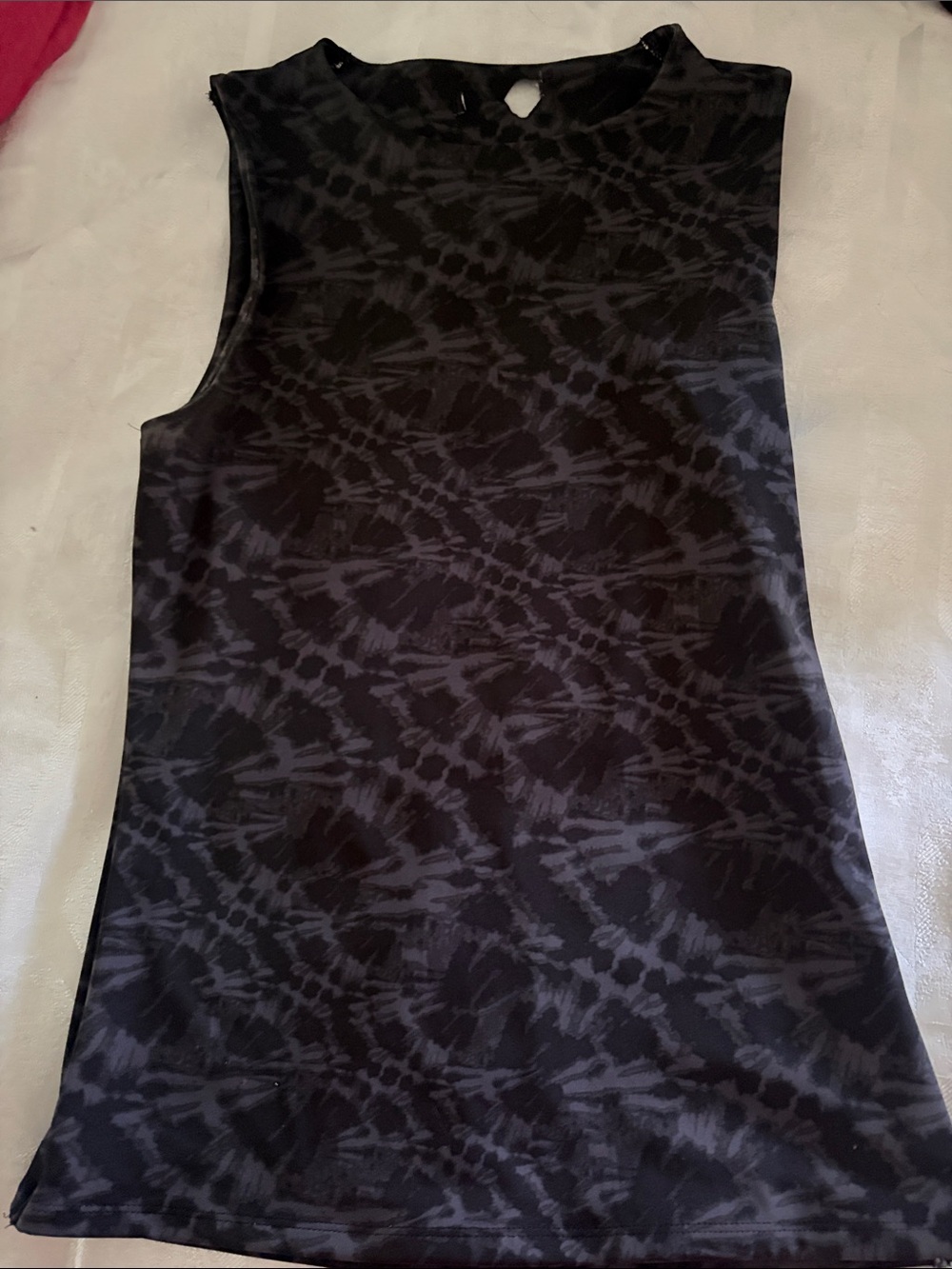 Black and grey Tie-Dye  effect Sleeveless Tank Top